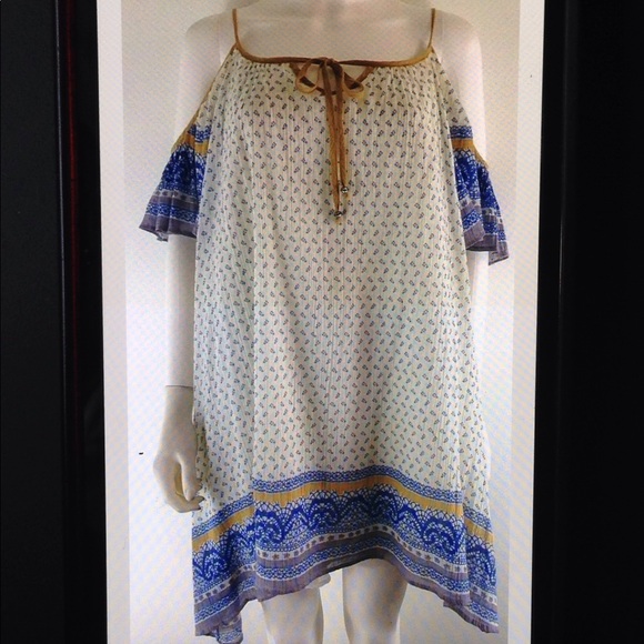 Free People Boho Print Cold Shoulder Tunic Dress - Picture 1 of 8